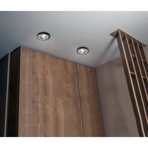 CANDELLUX 2263816 SSU-15 CH/BK MR16 CHROM oczko sufitowe lampa sufitowa. STROP. UCHYL. OKRĄGŁA SZKŁO CZARNE