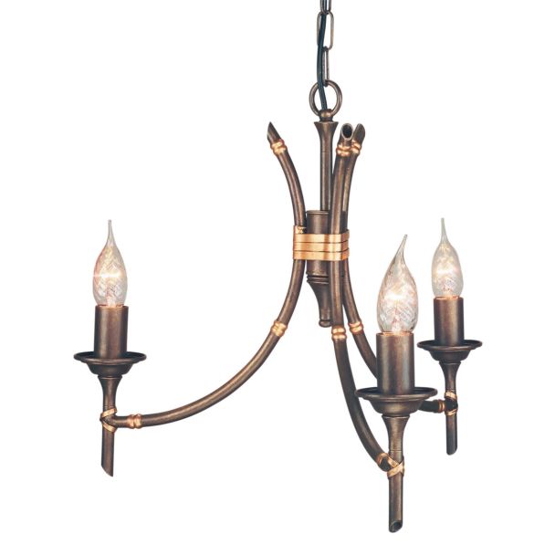 ELSTEAD BAMBOO BB3 BRZ PATINA 3Lt Chandelier/Semi-Flush