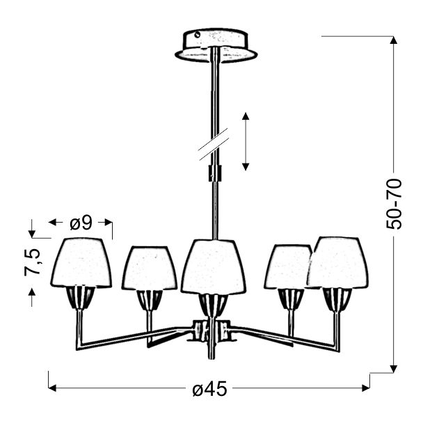 CANDELLUX 35-10646 TOGO LAMPA WISZĄCA 5X40W G9 NIKIEL MAT PROMOCJA
