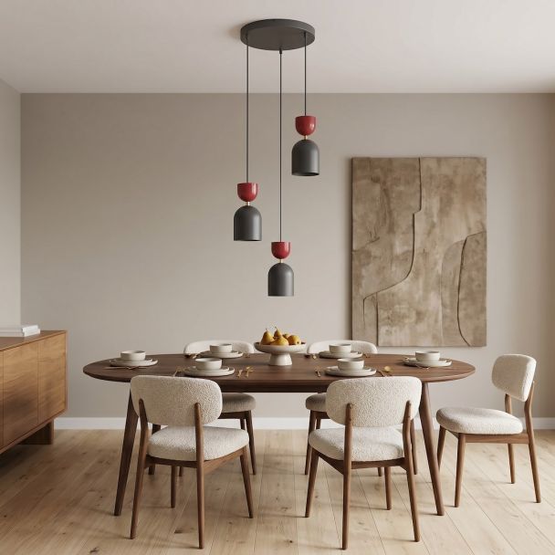 EMIBIG 1737/3PREM GAUDI 3PREM BLACK BURGUNDY Lampa wisząca