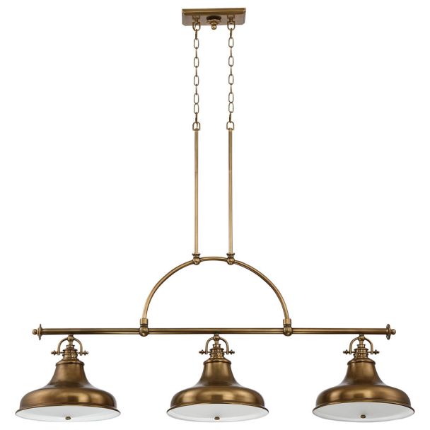 ELSTEAD Emery QZ-EMERY3P-WS 3 Light Island Chandelier - Weathered Brass