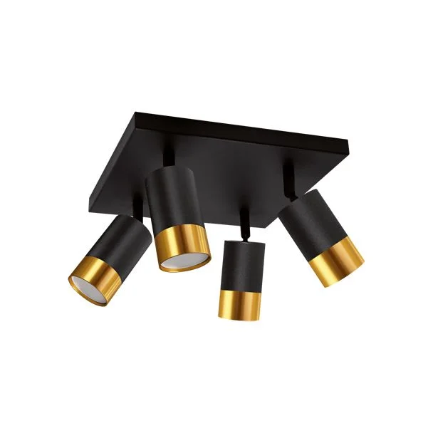 IDEUS 4129 LAMPA PUZON SPT GU10 4D BLACK/GOLD OPRAWA ŚCIENNO-SUFITOWA STRÜHM