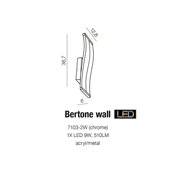 AZZARDO 7103-2W-CH / AZ1291 Bertone wall Lampa ścienna / kinkiet