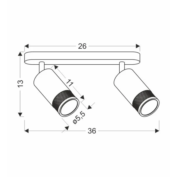 CANDELLUX 92-27672 Flin lampa sufitowa listwa czarny 2x15W GU10 klosz czarny+złoty