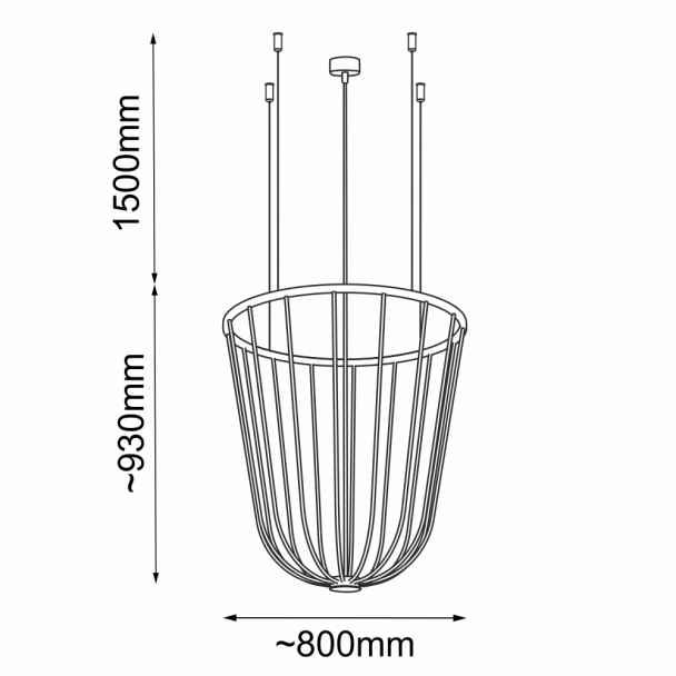 ANTIGO Lampa wisząca no. moon O Z - Czarna (800 mm) 5143