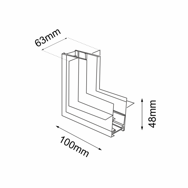 ANTIGO Łącznik L podtynkowy ściana - sufit szynoprzewodu magnetycznego Komatsu 48V - Czarny 6513