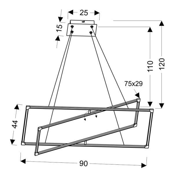 CANDELLUX A0033-321 KSEROS LAMPA WISZĄCA 90X44 45W LED CHROMOWY 4000K APETI