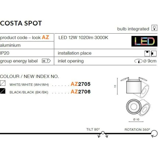 AZZARDO AZ2706 Costa Spot (black/black)