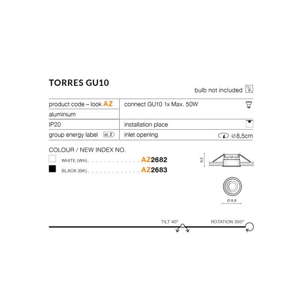 AZZARDO AZ2683 Torres GU10 (black)