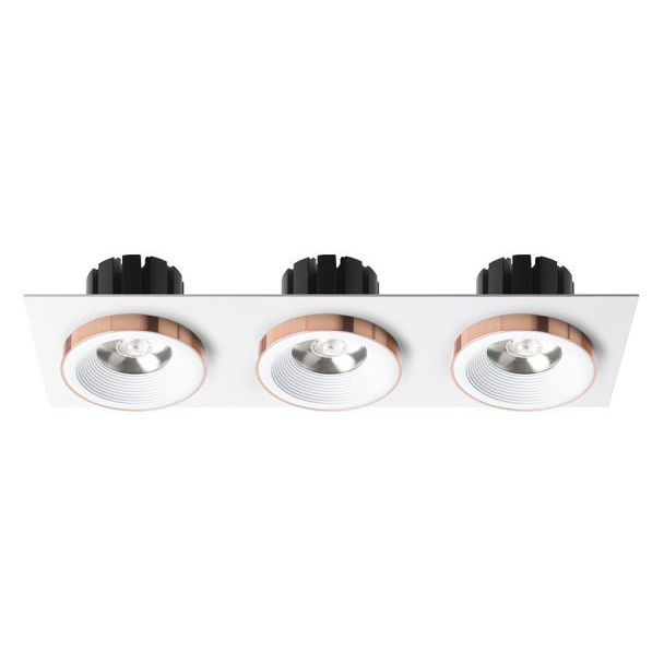 RENDL R13260 SHARM SQ III wpuszczana biała miedź 230V LED 3x10W 24° 3000K
