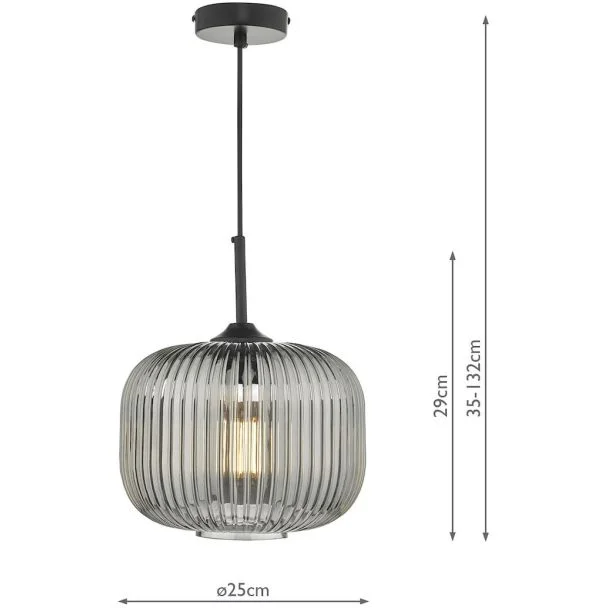 DAR DEM0110 DEMARIUS 1LT PENDANT BLACK SMOKED GLASS