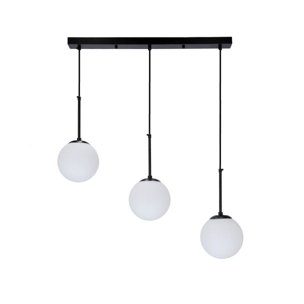 CANDELLUX 33-09609 POMPEI LAMPA WISZĄCA CZARNY 3X40W E27 KLOSZ BIAŁY