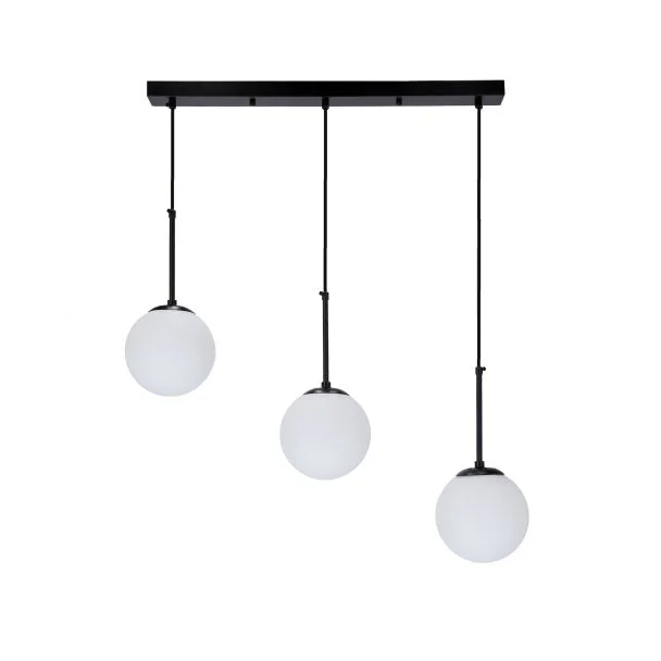 CANDELLUX 33-09609 POMPEI LAMPA WISZĄCA CZARNY 3X40W E27 KLOSZ BIAŁY