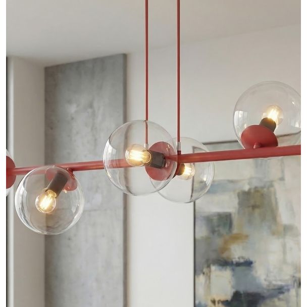 EMIBIG 1645/8 MAGNUS 8 BURGUNDY TRANSPARENT LAMPA WISZĄCA
