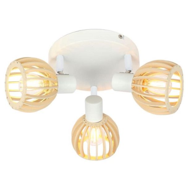 CANDELLUX 98-68118 ATARRI PLAFON 3X25W E14 BIAŁY+DREWNO