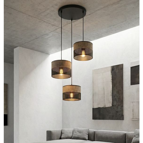 EMIBIG 1653/3PREM KARBON 3 BL BROWN PREM LAMPA WISZĄCA