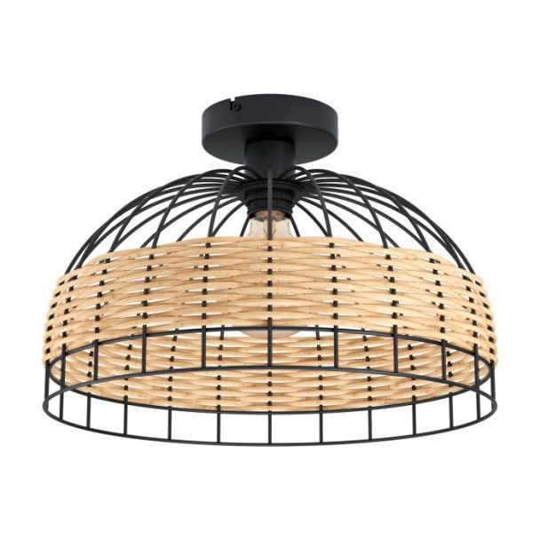 EGLO 43398 LAMPA ANWICK OPRAWA SUFITOWA DL/1 E27 SCHWARZ/RATTAN ANWICK