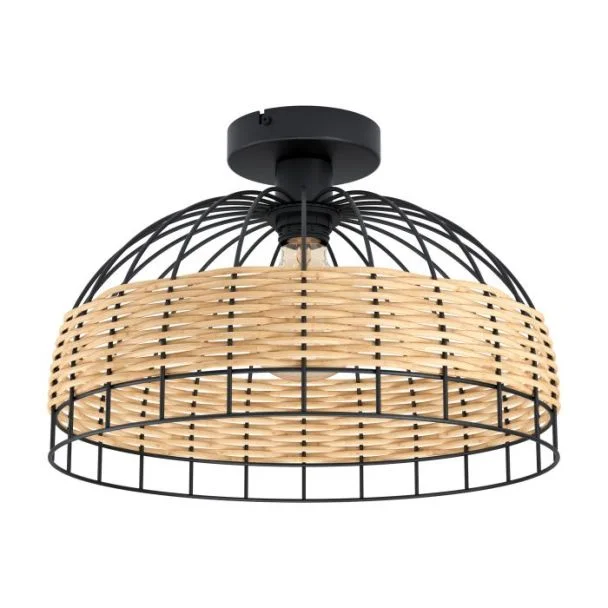 EGLO 43398 LAMPA ANWICK OPRAWA SUFITOWA DL/1 E27 SCHWARZ/RATTAN ANWICK