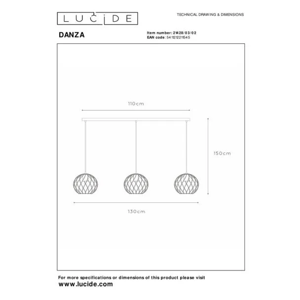 LUCIDE 21428/03/02 LAMPA WISZĄCA NOWOCZESNA DANZA