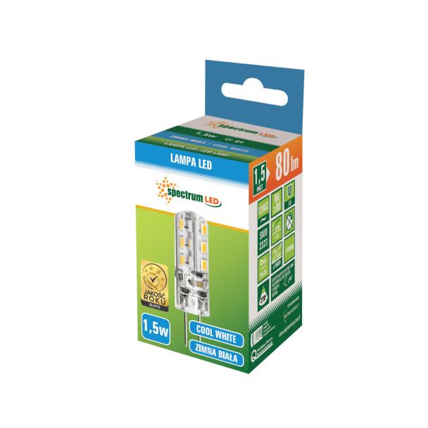 SPECTRUMLED 13118 Żarówka LED G4 column 12V 1,5W SILIKON CW SPECTRUM