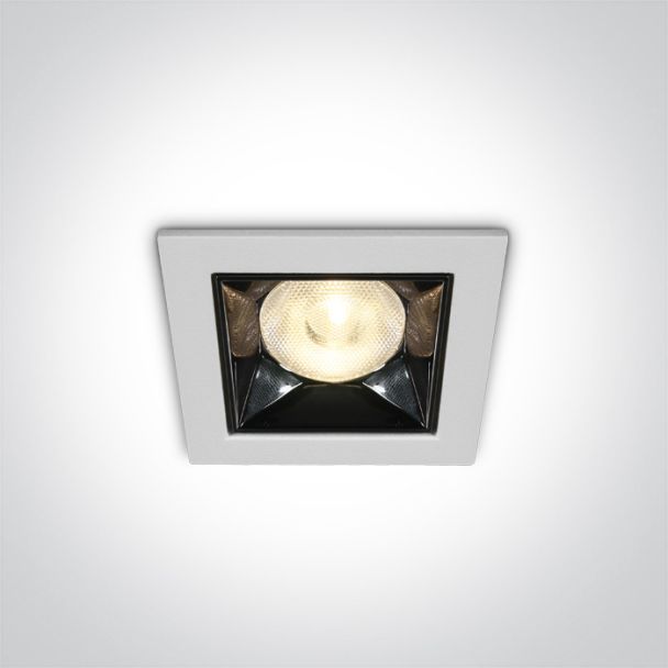 ONE LIGHT 50106B/W/W Apollonas biały wpust z odbłyśnikiem ciemny chrom COB LED 3000K 6W