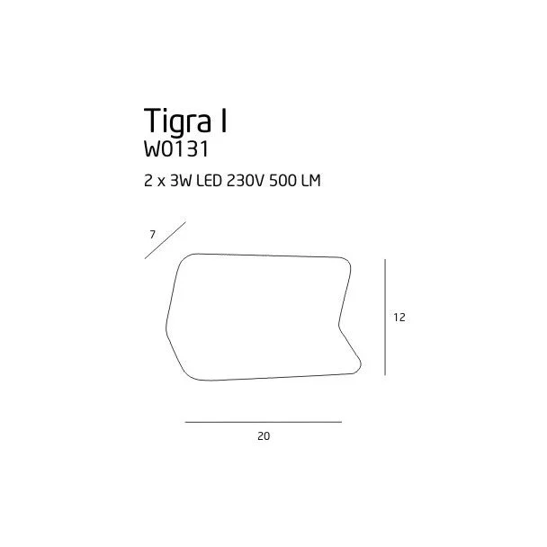 MAXLIGHT W0131 KINKIET TIGRA I BIAŁY, 2x3W