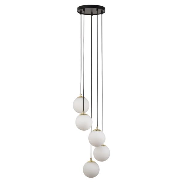 SIGMA 33659 lampa wisząca Piano 5 zwis czarny mosiądzowany