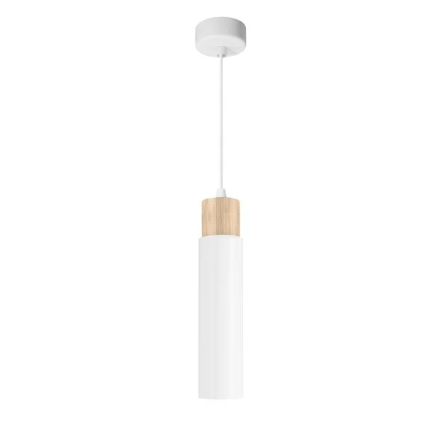 CANDELLUX 31-27764 Claro lampa wisząca biały 1x15W GU10 klosz biały+drewniany