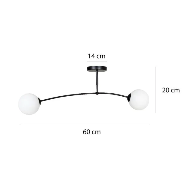 EMIBIG 670/2 PREGOS 2 BLACK LAMPA SUFITOWA