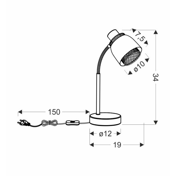 CANDELLUX 41-13774 ALEKSANDRIA LAMPA STOŁOWA CZARNY 1X40W E14 KLOSZ CZARNY+ZŁOTY