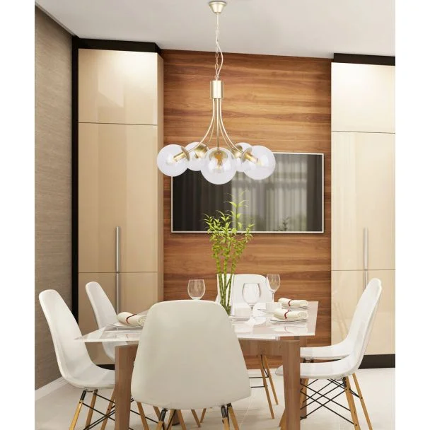 CANDELLUX 35-79275 DANI LAMPA WISZĄCA MOSIĄDZ 5X40W E14 KLOSZ BEZBARWNY