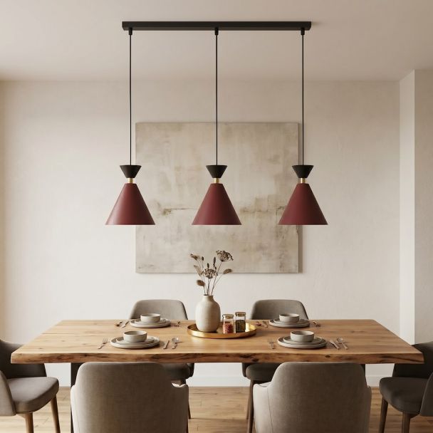 EMIBIG 1740/3 KLEVER 3 BURGUNDY BLACK Lampa wisząca