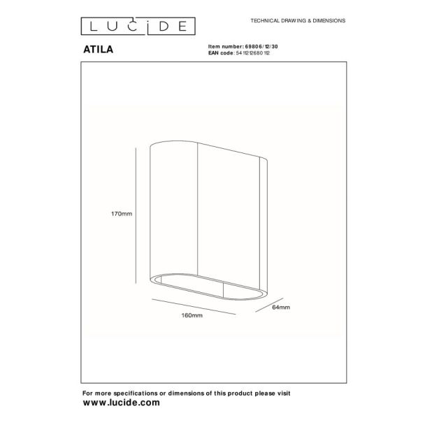 LUCIDE ATILA 69806/12/30 lampa zewnętrzna ścienna