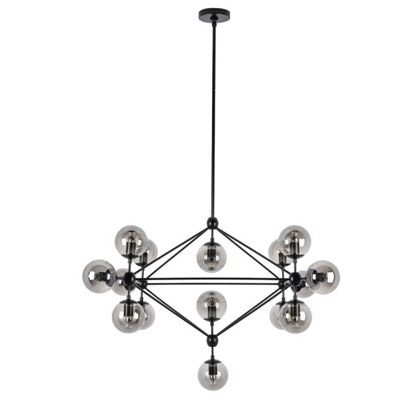 King Home MD10230-15 Lampa wisząca PLANETARIO 15 czarna - klosze dymione