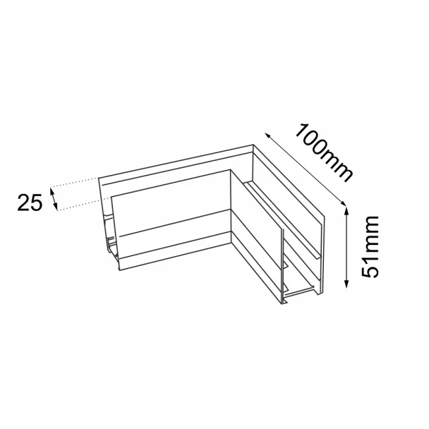 ANTIGO Łącznik L natynkowy szynoprzewodu magnetycznego Komatsu 48V - Czarny 6517