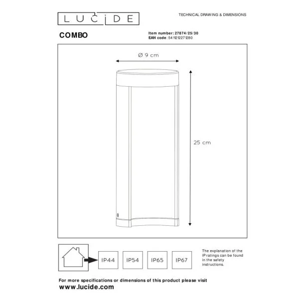 LUCIDE COMBO 27874/25/30 LAMPA STOJĄCA - ZEWNĘTRZNA NOWOCZESNA