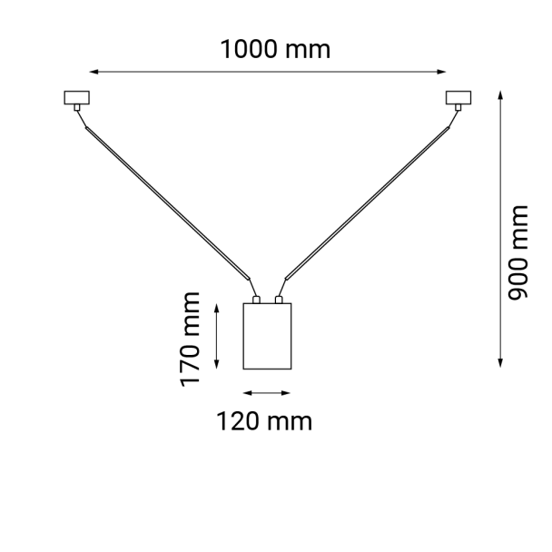 ANTIGO Lampa wisząca VIWIN 1 - Czarna (1000 mm) 9020