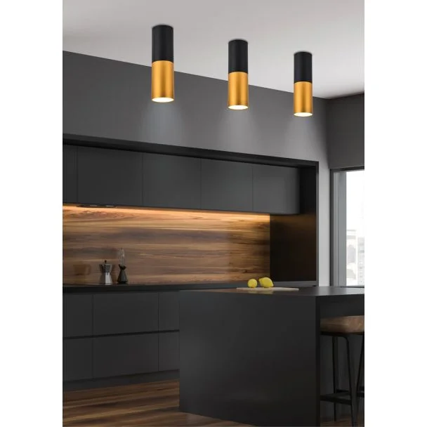 CANDELLUX 2281728 LAMPA SUFITOWA TUBA 1X15W GU10 5,8/12 CZARNO ZŁOTA