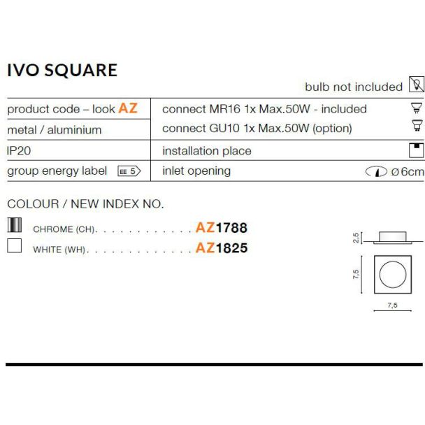 AZZARDO AZ1825 Ivo Square (white)