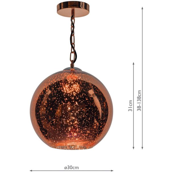 DAR SPE0164 SPECKLE 1LT PENDANT SPECKLED COPPER GLASS