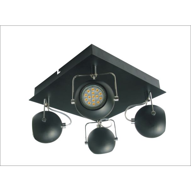 CANDELLUX 98-25036-Z PLAFON TONY 4X3W LED GU10 CZARNY MATOWY