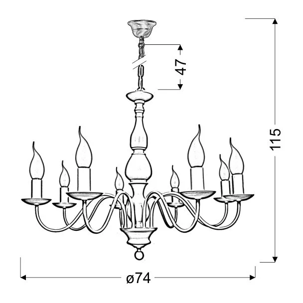 CANDELLUX 38-96510 BELLAGIO ZWIS 8X40W E14 KREMOWY