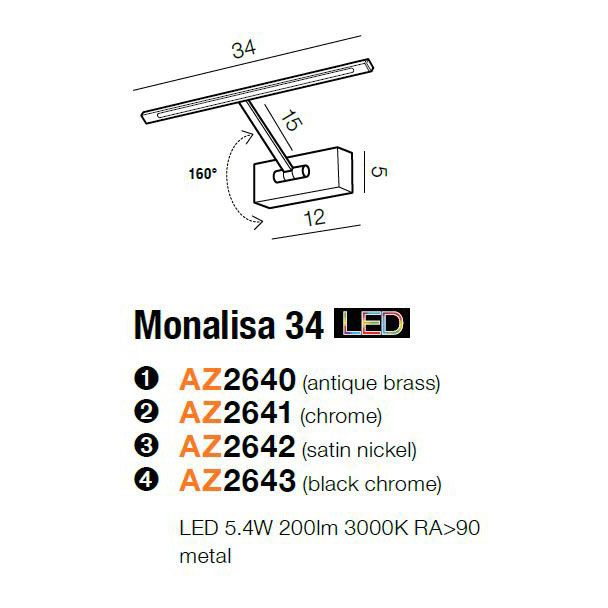 AZZARDO AZ2642 Monalisa 34 (satin nickel)