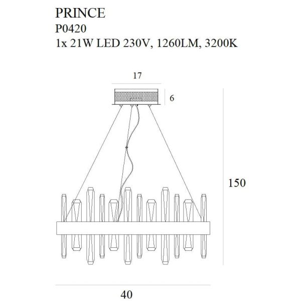 MAXLIGHT P0420 LAMPA WISZĄCA PRINCE Ø 40 cm