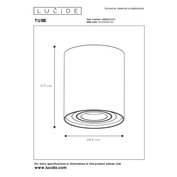 LUCIDE Tube 22952/01/31 LAMPA SUFITOWA - OCZKA