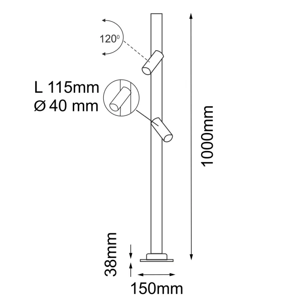 ANTIGO Słupek Gosen 2 - Antracyt (1000 mm) 9910