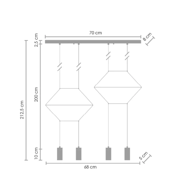 Step into design XT068-4P Lampa wisząca LINEA-4 LONG czarna 70 cm