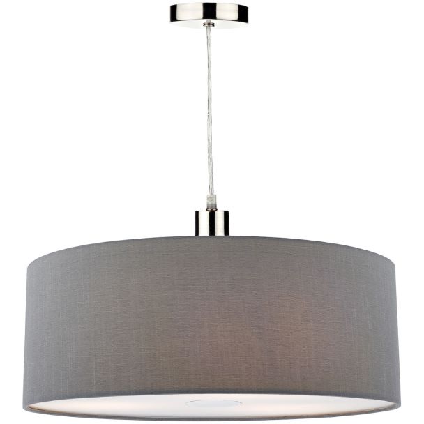 DAR RON8639 RONDA EASY FIT 60CM FAUX SILK GREY DRUM SH