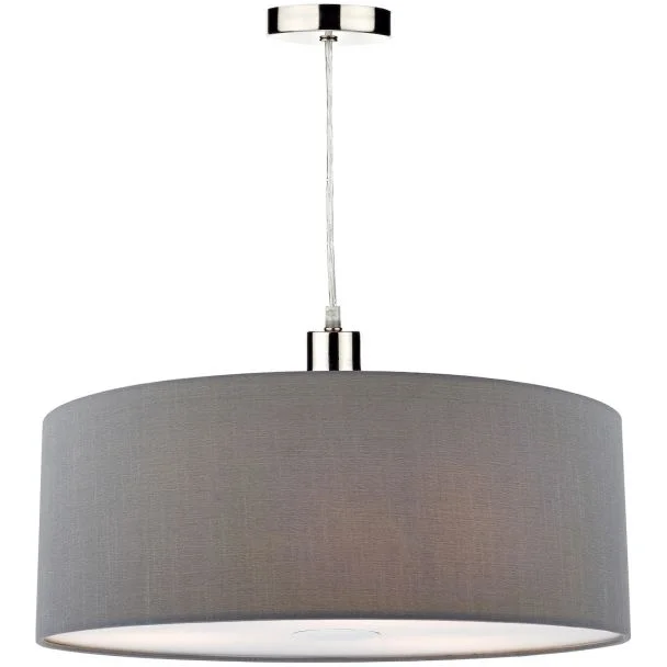 DAR RON8639 RONDA EASY FIT 60CM FAUX SILK GREY DRUM SH