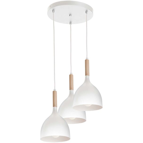 LUMINEX 1195 żyrandol talerz Noak white/natural wood 3